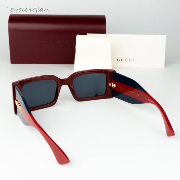 Gucci Women Sunglasses Burgundy Blue Rectangular GG1860S 003 BRAND NEW main image 6